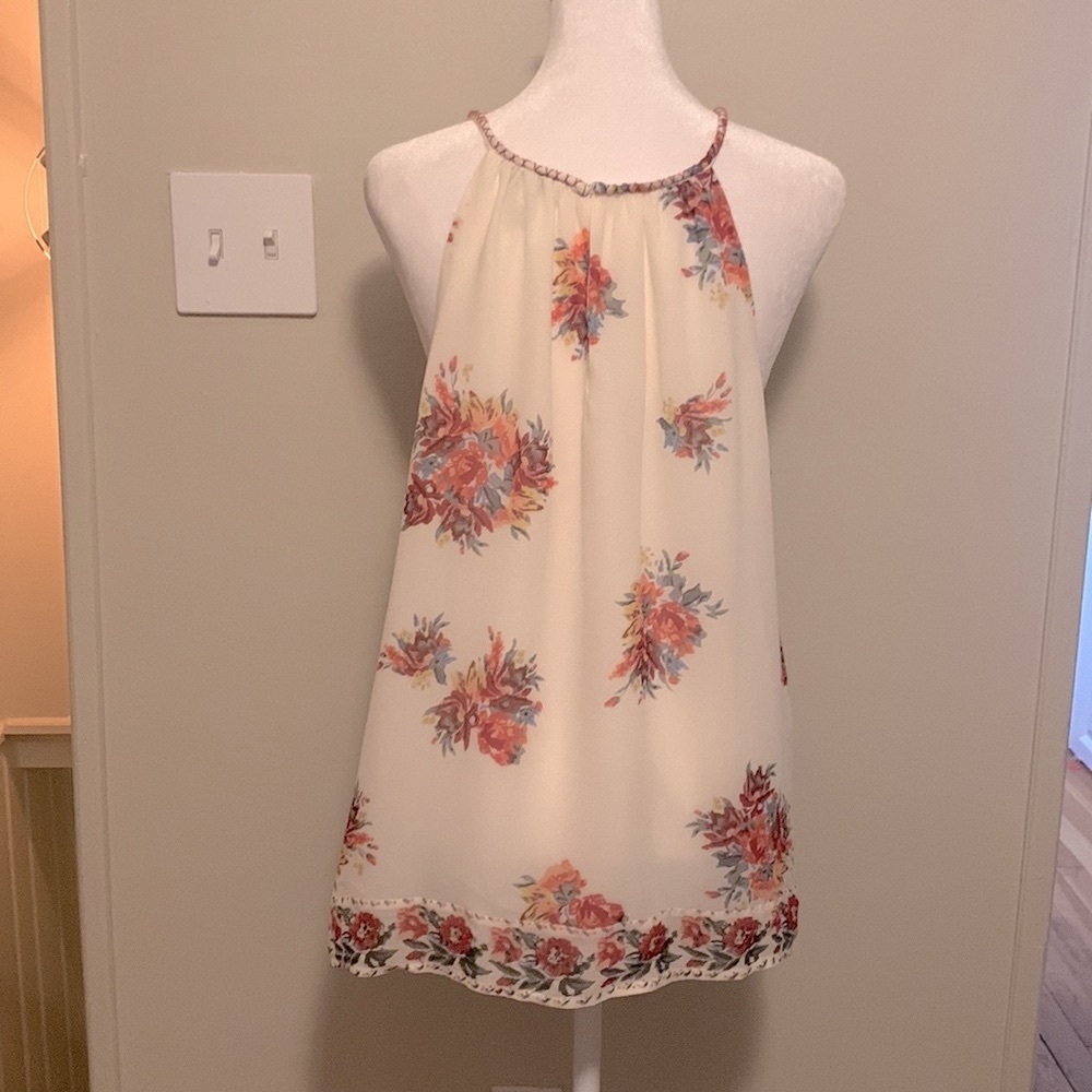 Joie Floral Gris Braided Silk Tank in Porcelain New Size Large - Picture 6 of 9